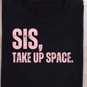 Black T-Shirt with Pink Text